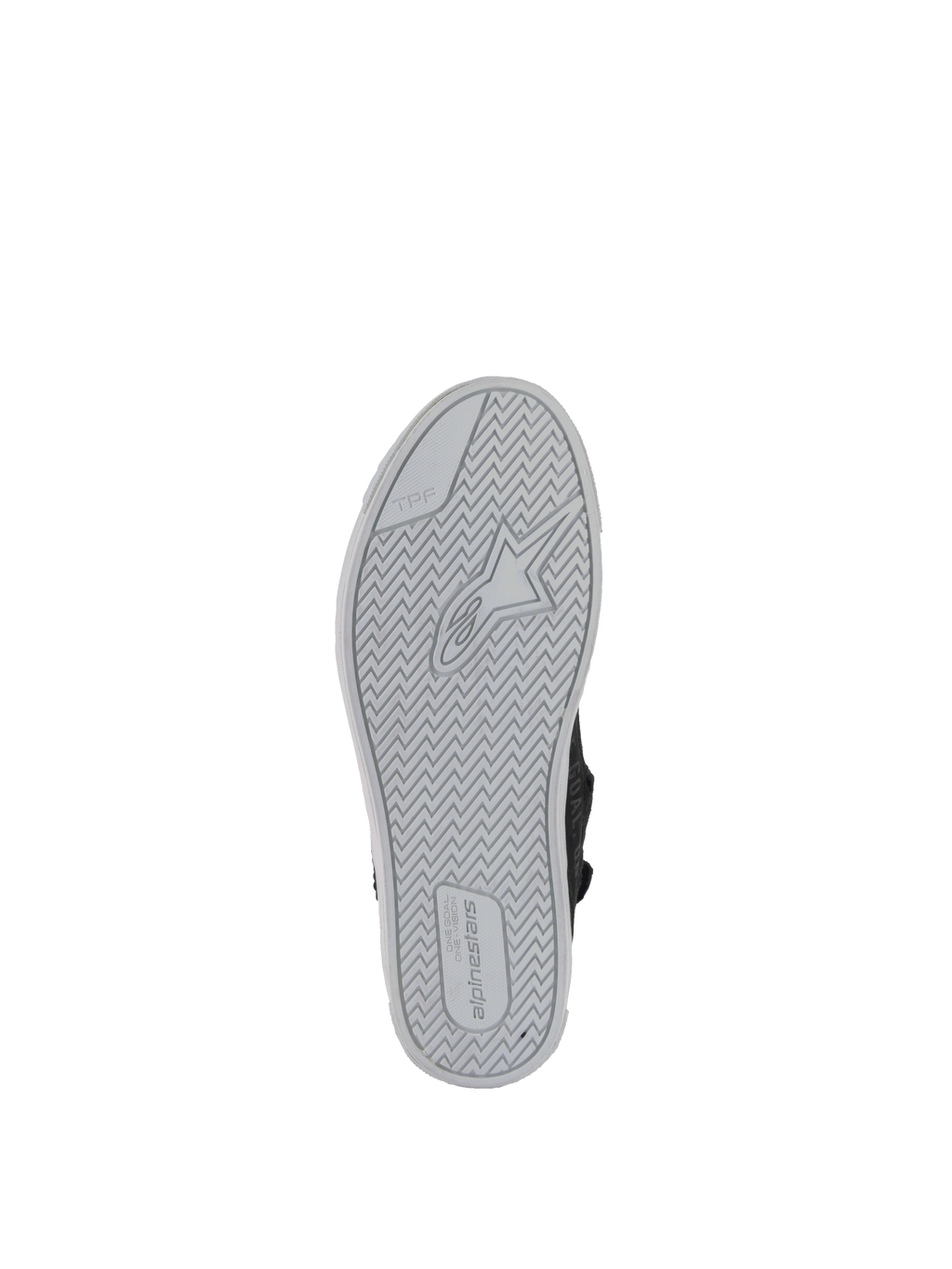 Alpinestars Stella Stated Podium Women's Riding Shoes in Black, featuring a light gray vulcanized rubber sole.