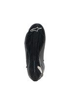 Alpinestars Faster-4 Drystar Shoes, Motorcycle Riding Shoes, Black, Sole view showing reinforced rubber outsole with textured grip, white star logo at the toe and Alpinestars branding, designed for stability and peg grip.