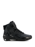 Alpinestars Stella Faster-4 Drystar Shoes, Women's Motorcycle Riding Shoes, Black and Silver, High-top design, Lace-up closure with hook-and-loop ankle strap, Seamless microfiber upper, Waterproof technology, White accents on the sole and heel