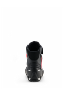 Alpinestars Woman Stella Faster-4 Drystar® Shoes, Black Gray Coral Fluo, rear view showing heel support and reflective accents, waterproof motorcycle riding shoes with a sports-inspired design for women