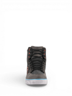 Alpinestars J-6 Waterproof Canvas Riding Shoe, gray and black urban motorcycle sneaker with light blue accents.