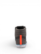 Alpinestars J-6 Waterproof Canvas Riding Shoe in gray and anthracite, featuring an orange heel stripe and blue accents.