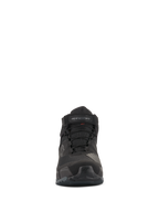 Alpinestars CR-X Drystar® Riding Shoes, Front View, All Black, waterproof motorcycle footwear with laces and velcro ankle strap, athletic running shoe-inspired design