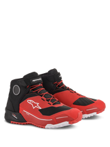 Alpinestars CR-X Drystar® Riding Shoes, Motorcycle Riding Shoes, Red and Black, featuring a white Astars logo on the side, red laces, and black velcro ankle strap, athletic running shoe-inspired design for urban riding and touring