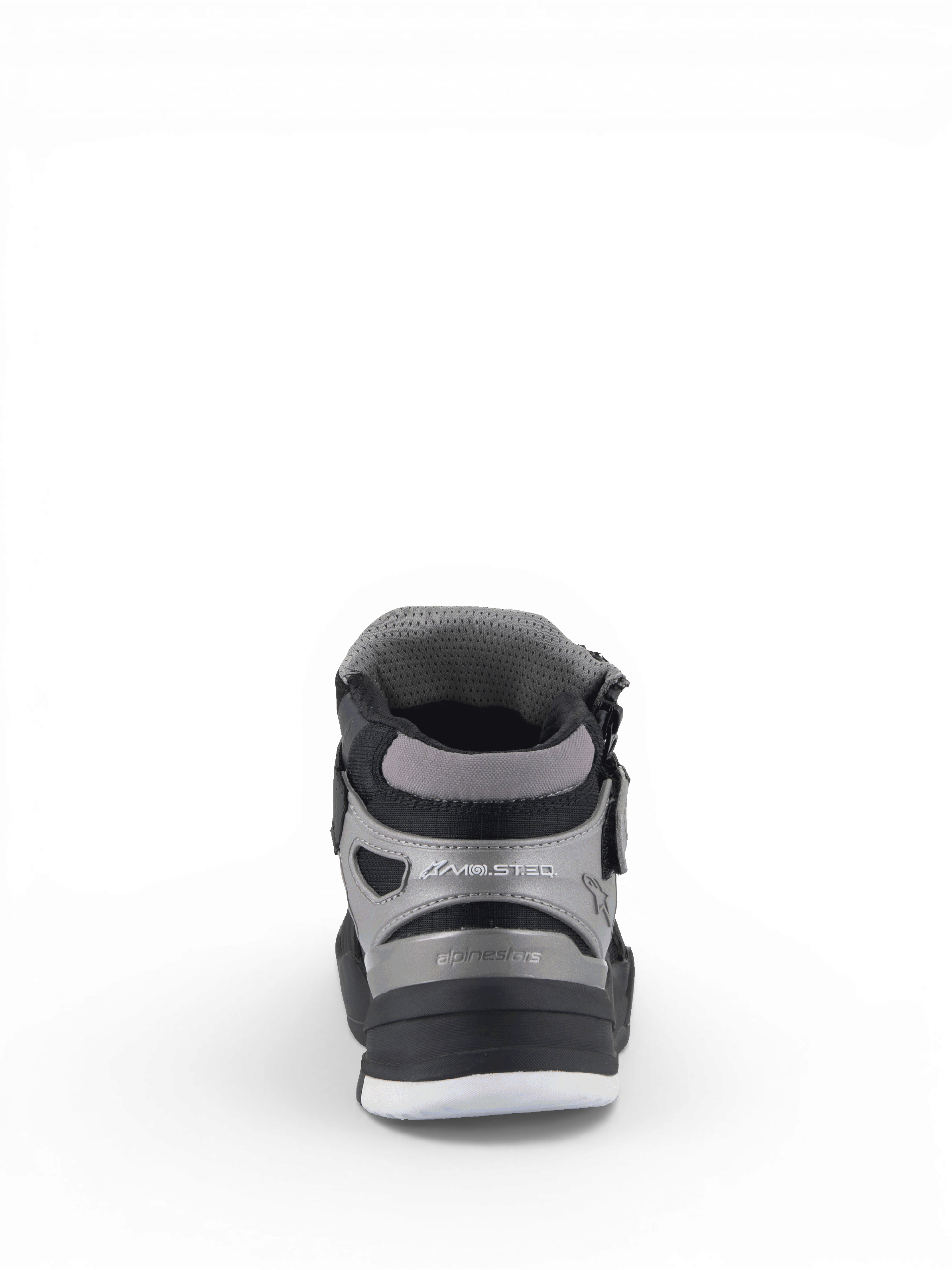 Alpinestars Speedflight Street Shoes, black and gun metal urban motorcycle riding shoes, rear view with ankle disks.