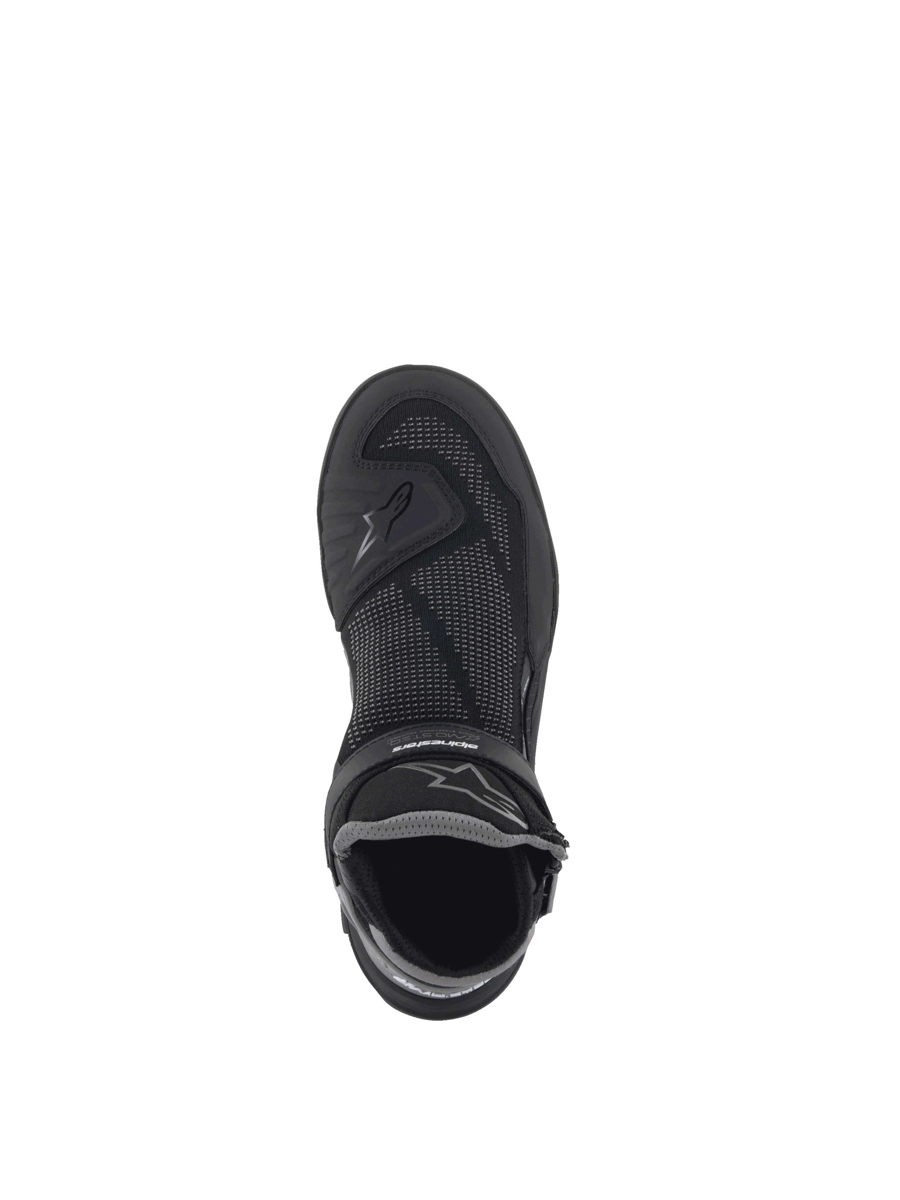 Alpinestars Speedflight Street Shoes, Black Gun Metal urban motorcycle shoes with knitted mesh upper and logo.