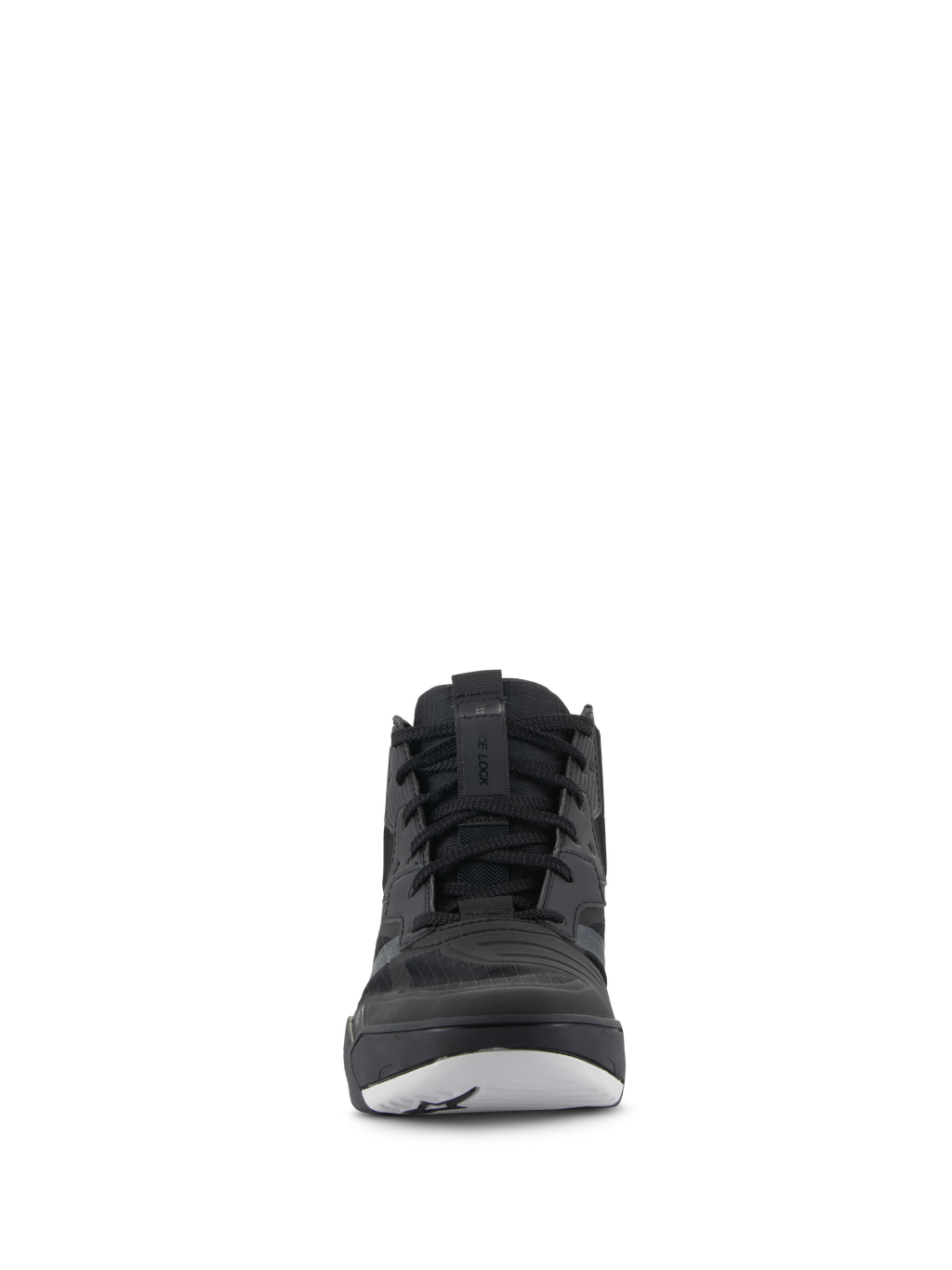 Alpinestars Speedflight Shoes, Performance Riding Shoes, Black and White, front view, sneaker-style motorcycling footwear with ripstop upper and black laces