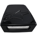 Alpinestars Supertech M10/M8 Helmet Rear Vent Frame, Helmet Accessory, Black Glossy, embossed star logo on the top surface, silver wire mesh grille insert, trapezoidal ventilation component for off-road helmets