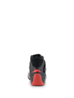Alpinestars Tech-1 Z V3 Shoes FIA, Auto Racing Shoes, Black and Red, rear view highlighting the red thermo-formed heel cup with white logo, black leather construction, professional motorsport footwear