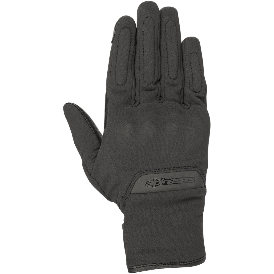 Alpinestars C1 Windstopper V2 Gloves, Urban Motorcycle Gloves, Black, top view showing the back of the hand, windproof textile construction, subtle integrated knuckle protection, Alpinestars branding on the wrist cuff