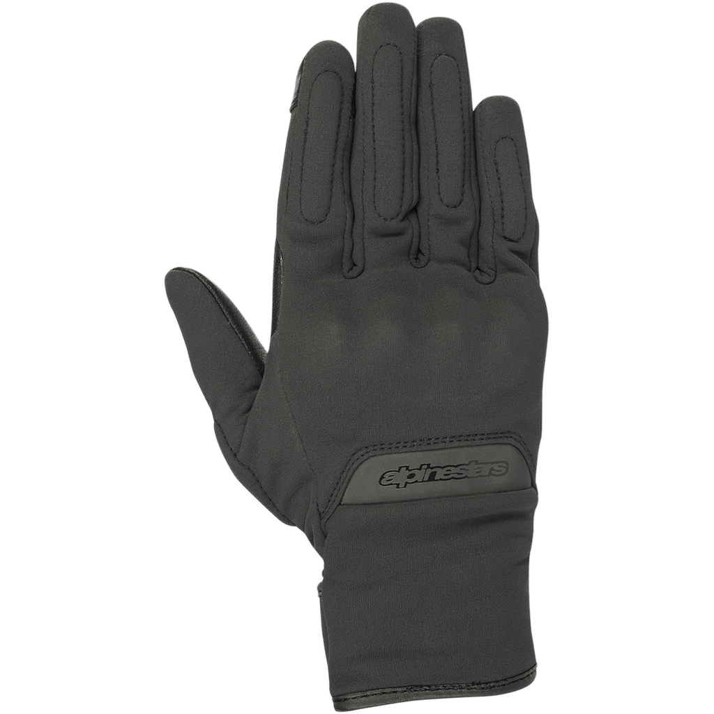 Alpinestars Stella C1 Windstopper V2 Gloves, Women's Urban Motorcycle Gloves, Black, back-of-hand view, featuring subtle integrated knuckle protection, embossed logo on the cuff, and windproof GORE-TEX Windstopper textile