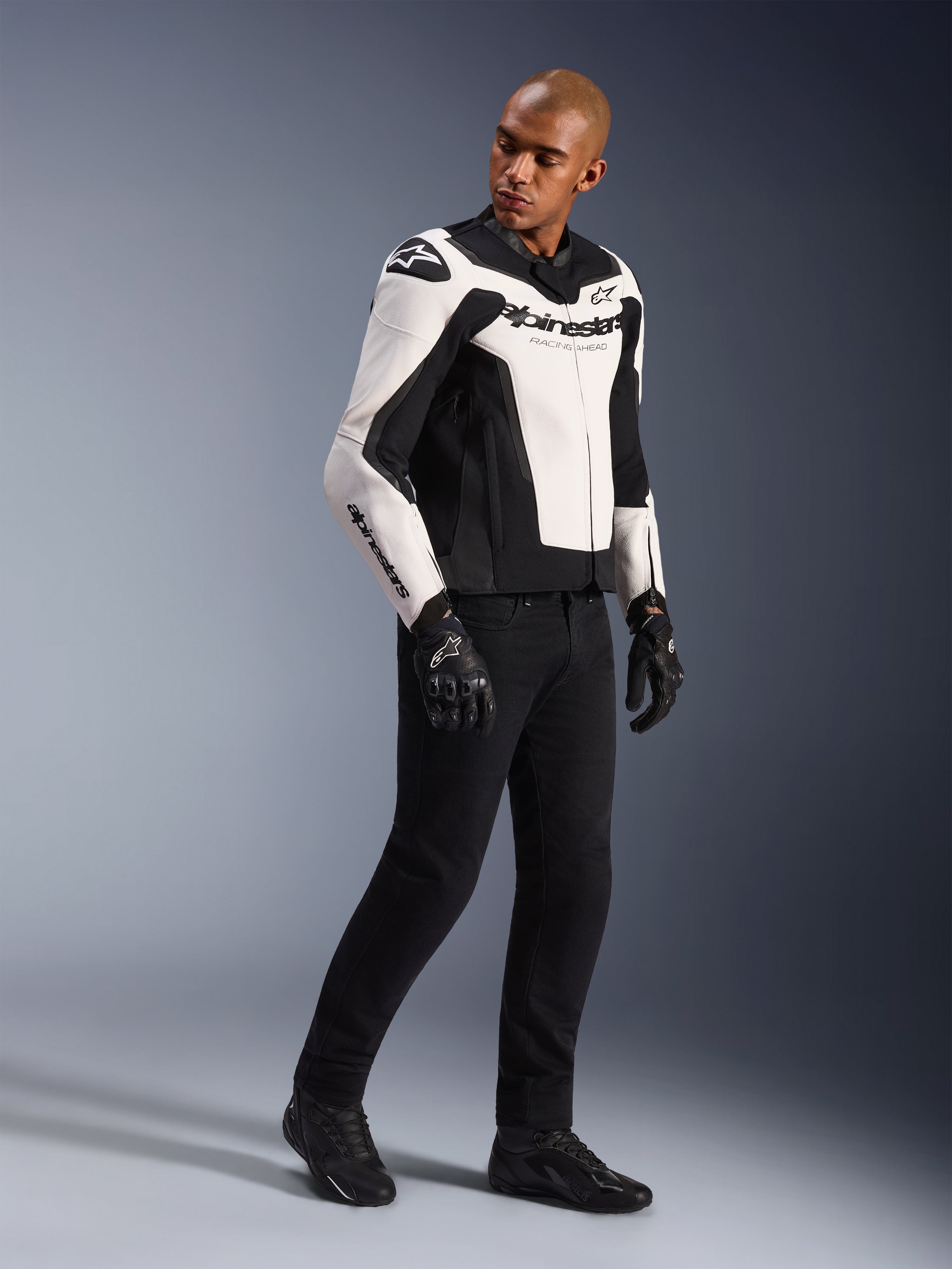 GP Force V2 Leather - Black Motorcycle Jacket | Alpinestars®