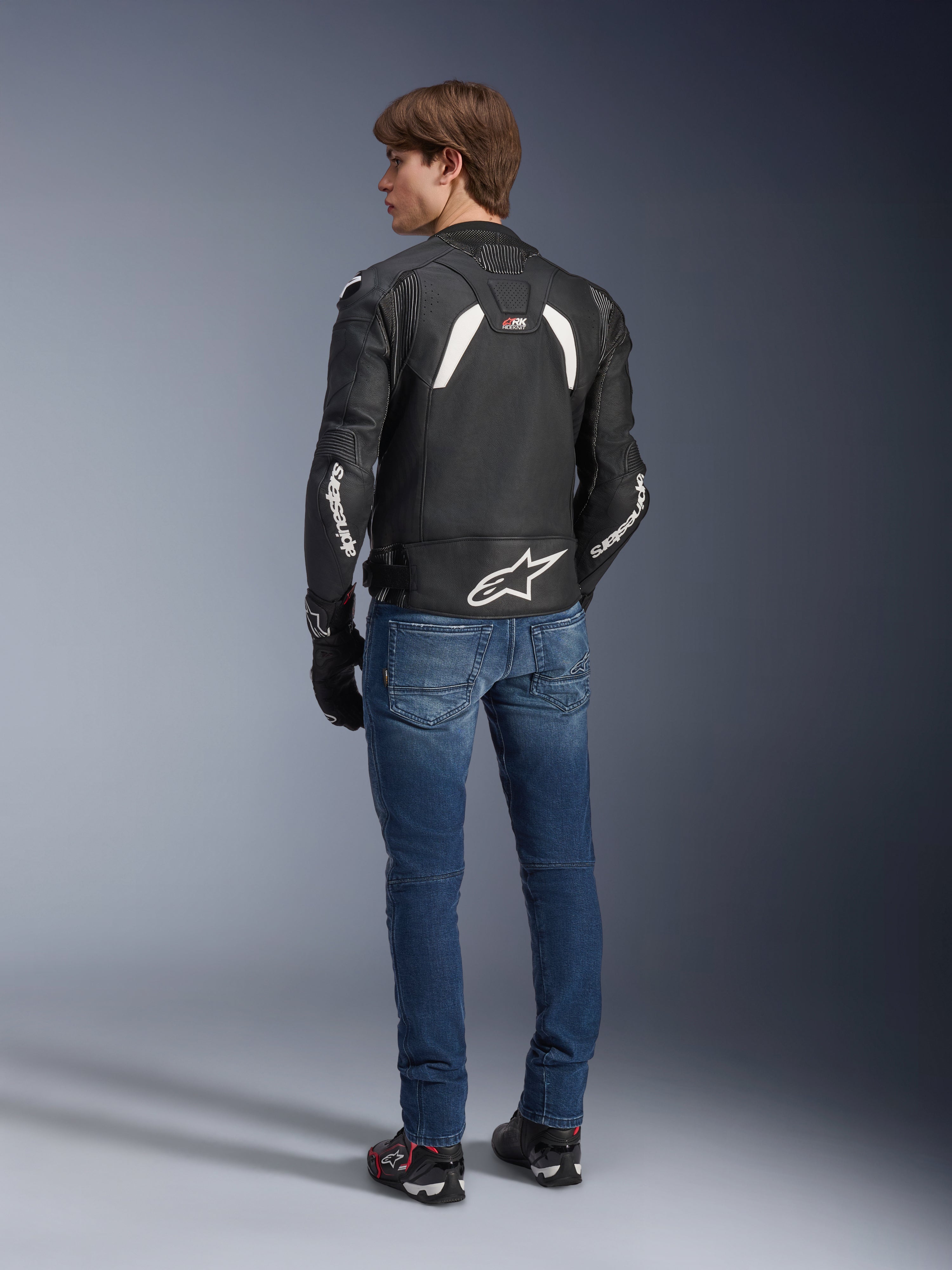 GP Plus R V4 Rideknit - Black White Motorcycle Jacket | Alpinestars®