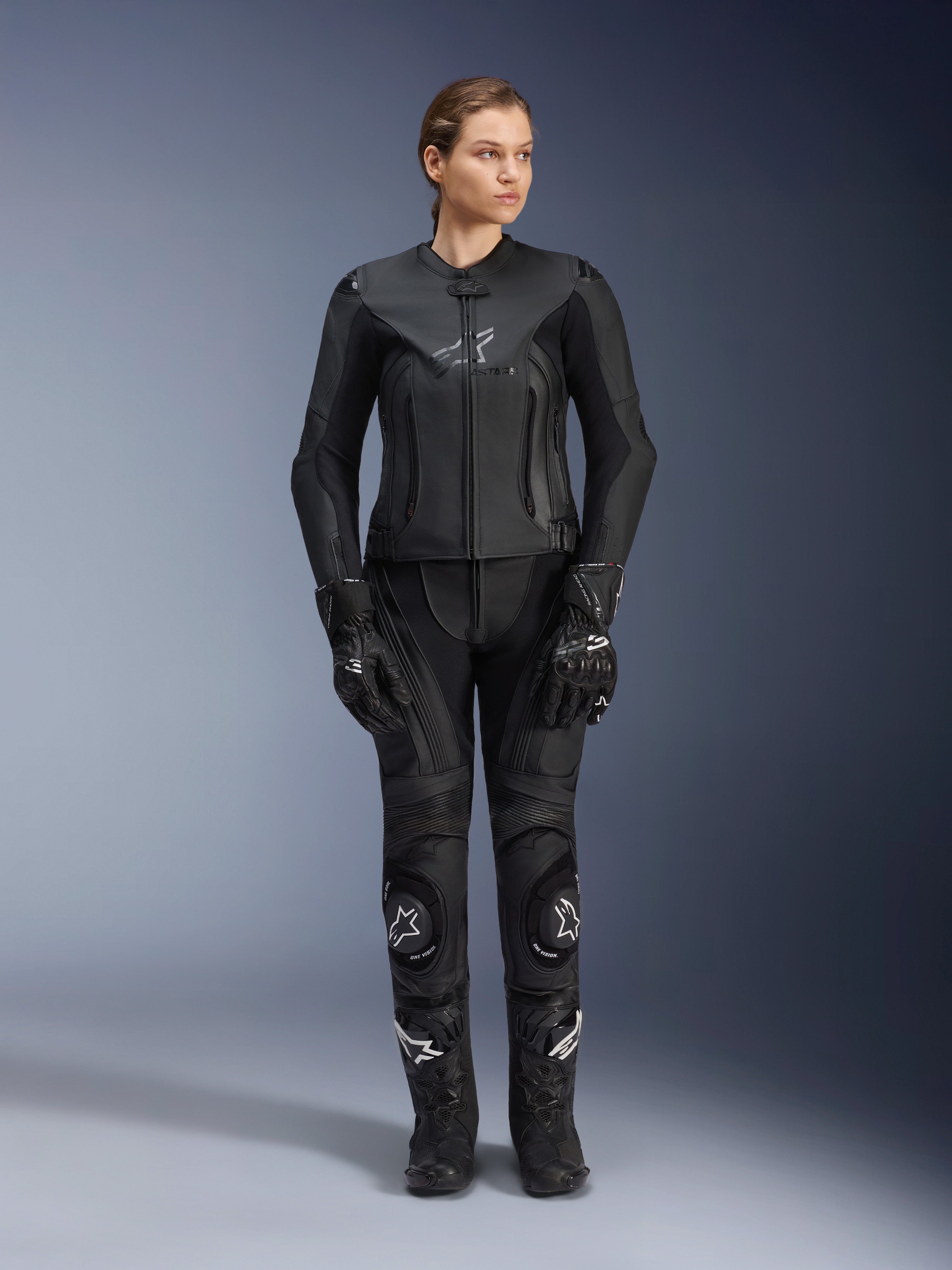 Stella GP Plus V4 - Black Motorcycle Jacket | Alpinestars®