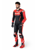 Alpinestars GP-R7 One Piece Leather Suit, Men's Racing, Black and Red, Perforated Bovine Leather, Tech-Air Ready, on model