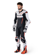Alpinestars GP-R7 1-Piece Leather Suit, Motorcycle Racing Suit for Men, White and Black, Bovine Leather, CE-Certified AAA, Tech-Air Ready.