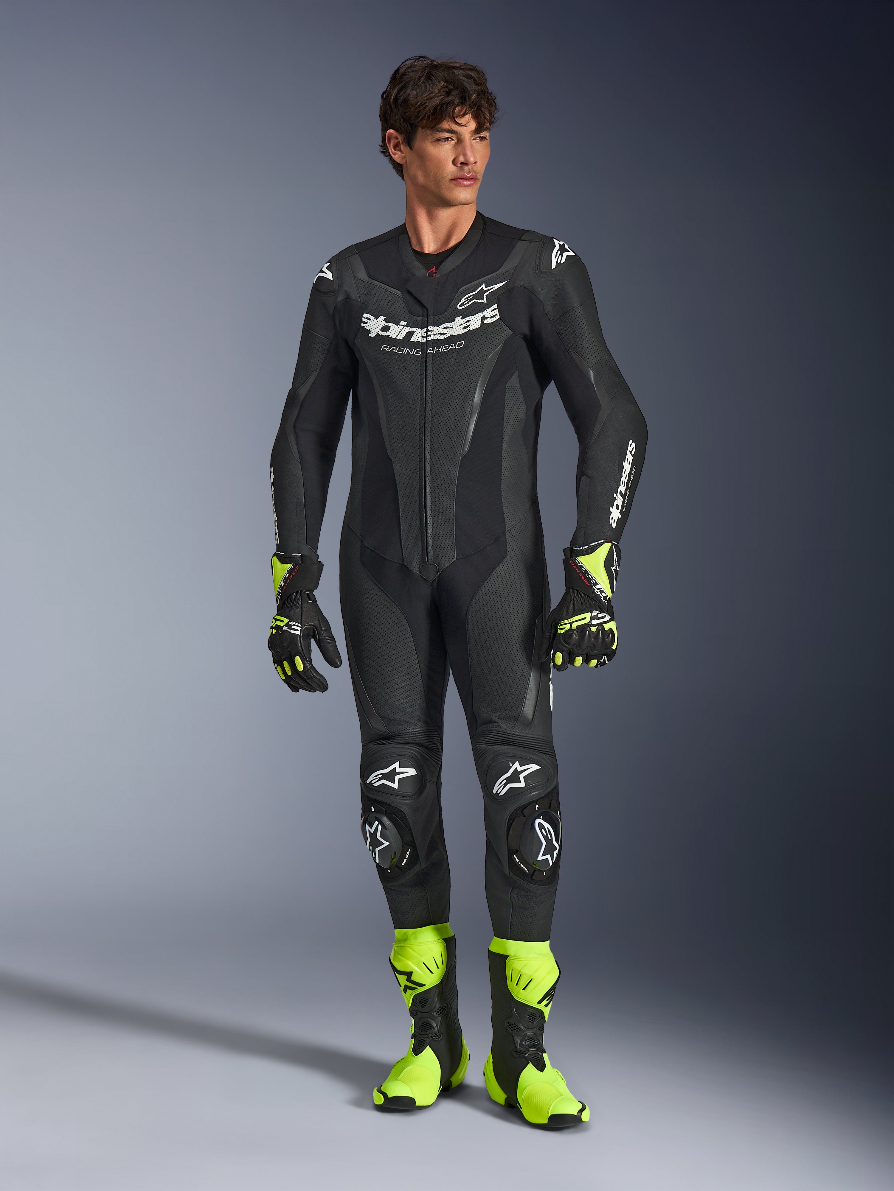 GP Force V2 1-Piece - Black Motorcycle Suit | Alpinestars®