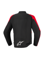 Alpinestars T-SPS V2 Waterproof Jacket, Motorcycle Jacket, Black with Red accents, back view featuring a white Alpinestars logo on the lower back, sport-cut textile design for urban and road riding