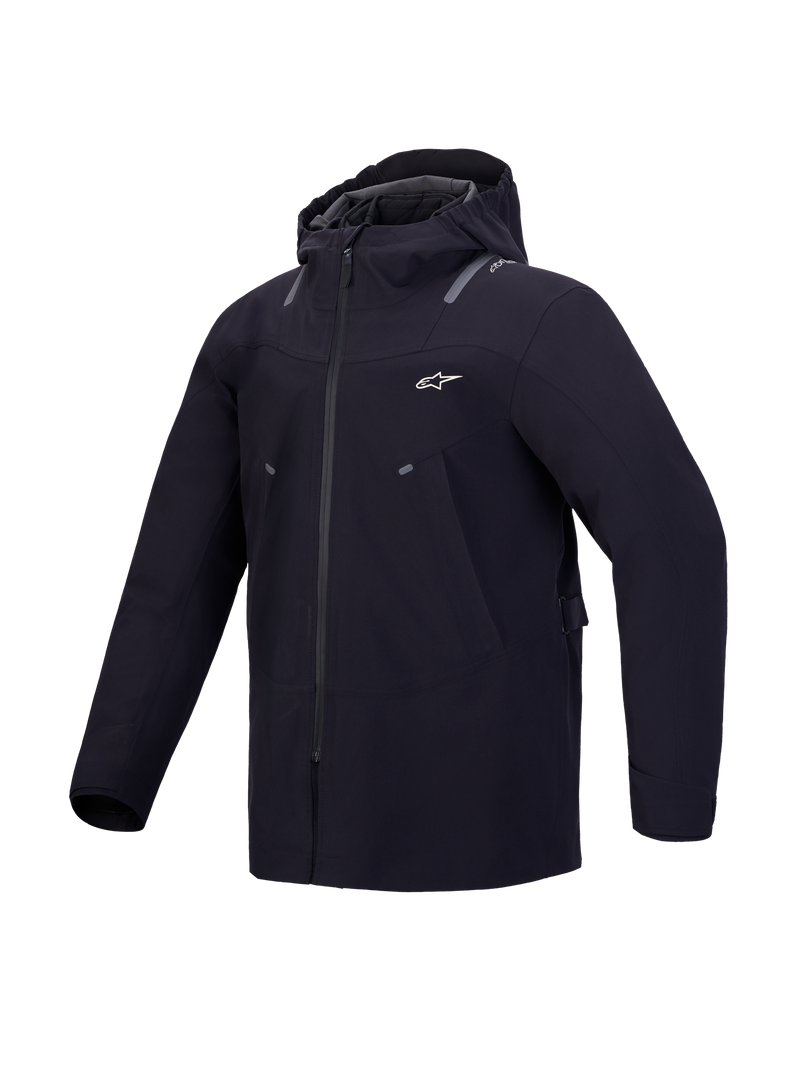 Alpinestars C-7 Drystar XF Jacket, Men's Black waterproof motorcycle commuting jacket with integrated hood and reflective details, CE Class A certified