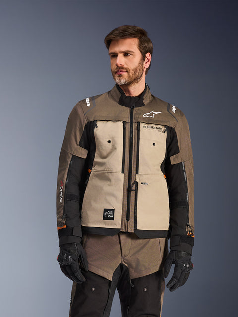 Alpinestars Cusco Drystar Jacket, Motorcycle Touring Jacket, Beige and Dark Brown with Black Accents, Waterproof Tech-Air Compatible, Multiple Pockets and Zippers, Premium Adventure Riding Gear