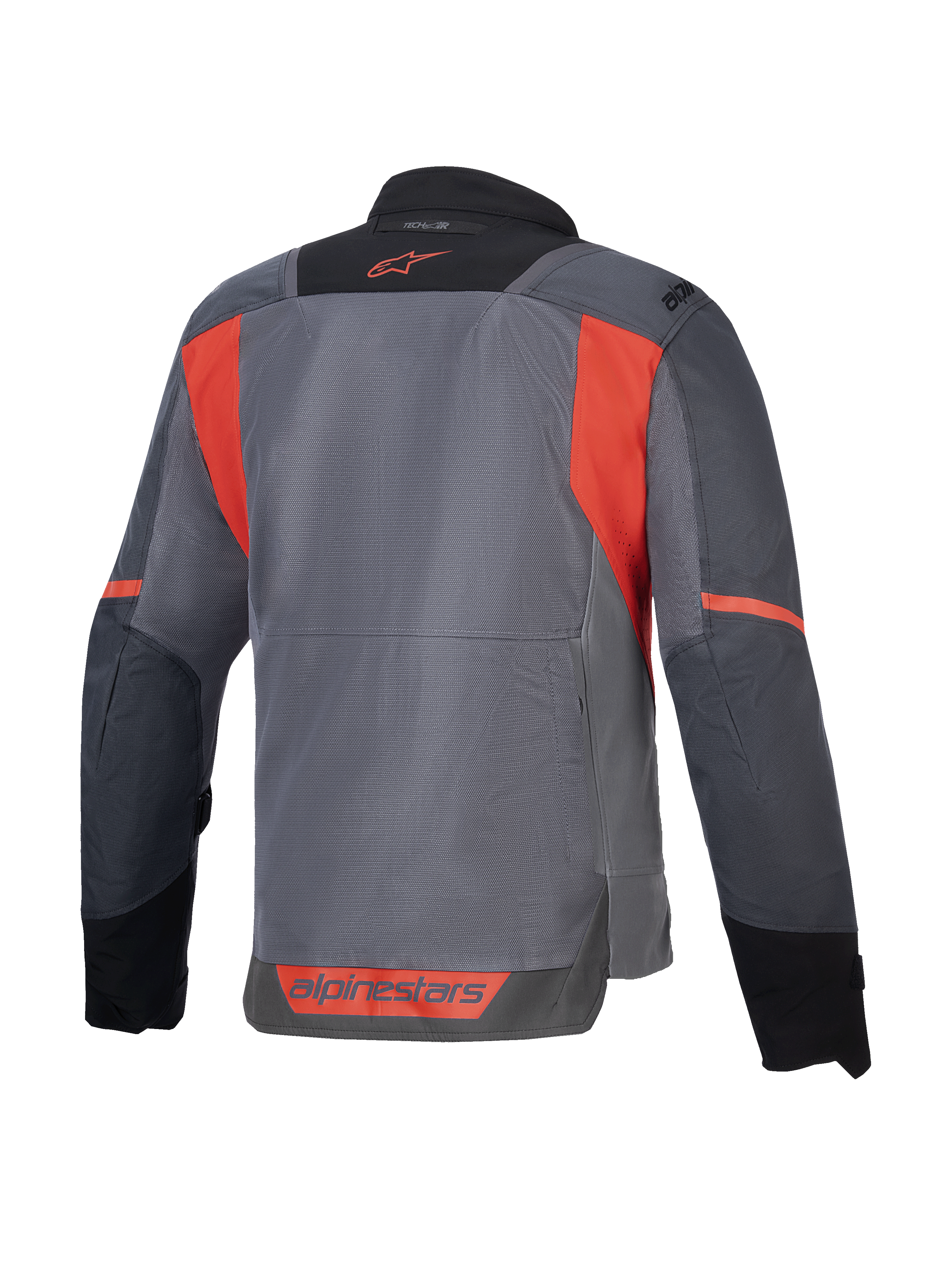 Alpinestars ST-2 Air Jacket, gray and red textile motorcycle touring jacket with mesh panels, CE certified, Tech-Air ready.