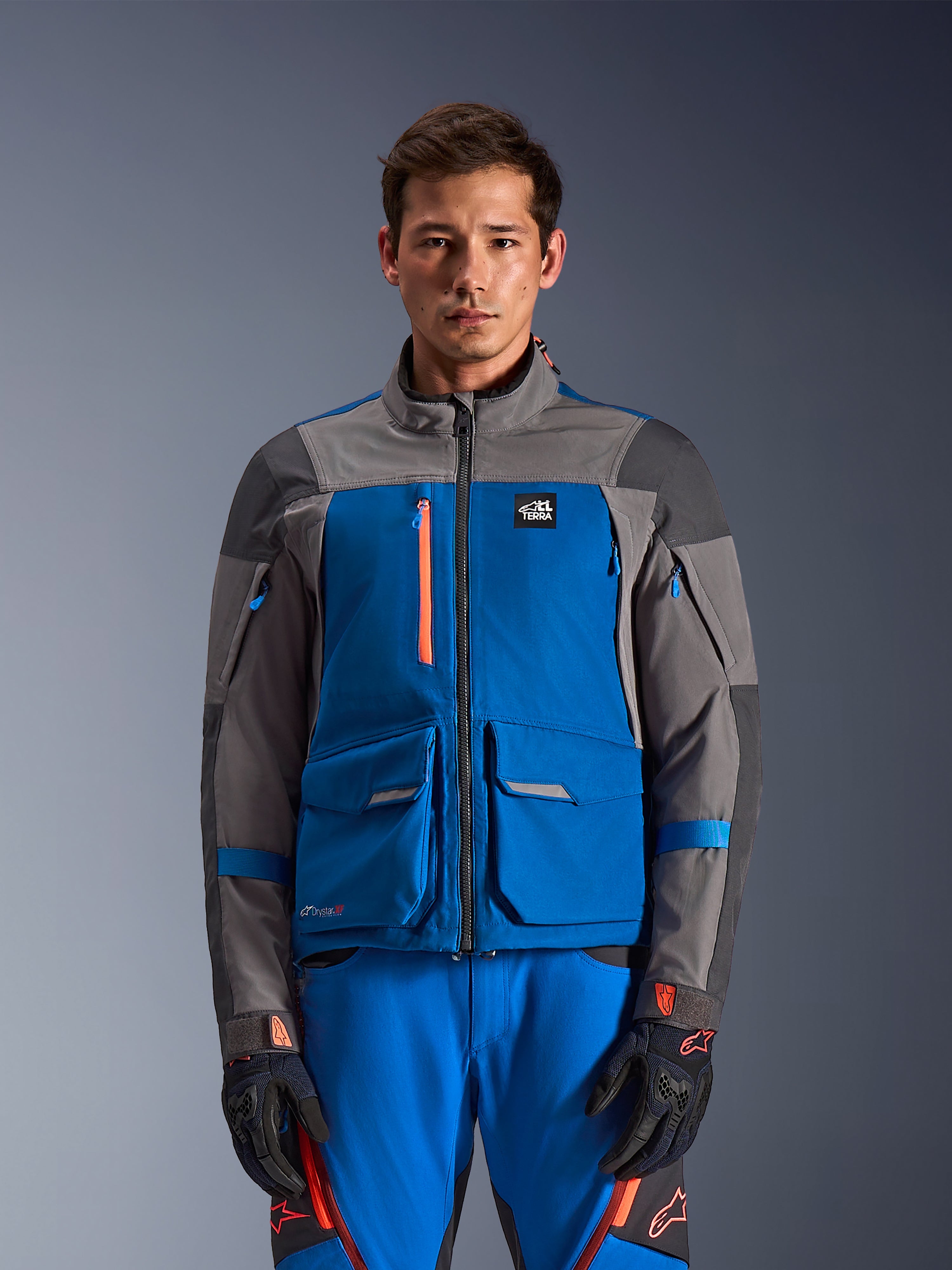  オリジナル　ファイヤーバード　ブルーグレー ストライプ ナイロン Maxdura Drystar®XF - Blue Motorcycle Jacket | Alpinestars®