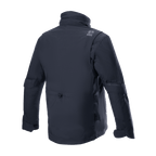 Alpinestars MO.ST.EQ Field Waterproof Primaloft Jacket, Black, Rear view, contemporary streetwear-inspired motorcycle jacket with ripstop textile construction, high collar, and subtle grey branding on the shoulder.