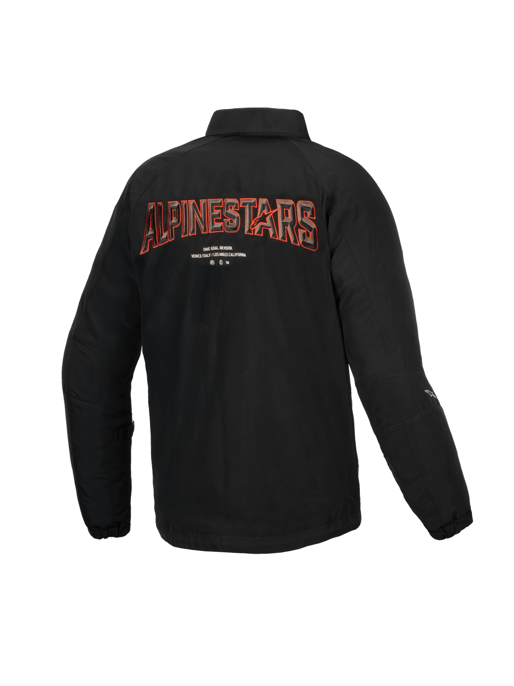 Alpinestars Revved Water Resistant Jacket, Men's Urban Motorcycle Jacket, Black with 3D embroidery on the back, CE Level A certified water-resistant satin coaches jacket