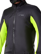 Alpinestars Bogotá Pro Drystar® Jacket waterproof liner, technical motorcycle layer, Black with neon yellow panels on arms, front zipper closure and Drystar logo on chest, designed for all-weather riding protection