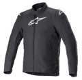 Alpinestars RX-3 Waterproof Jacket, Black Motorcycle Jacket, Technical Ripstop CORDURA Construction, High Collar with Full-Length Zipper, Side Zippered Pockets, White Alpinestars Logos on Chest and Shoulders, Sleek Fit for Road Performance