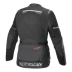 Alpinestars Andes Air Drystar® Jacket, Motorcycle Jacket, Black, rear view featuring extensive mesh ventilation panels, reflective strips on the upper back and sleeves, and large Alpinestars text branding on the lower hem.