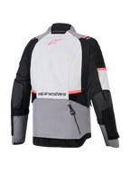 Alpinestars Stella Andes V4 Drystar Women's Adventure Jacket in gray and black, back view with rear storage pocket.