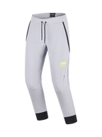 Alpinestars Aeroshell Pants, motorcycle touring textile pants with stretch softshell construction, Mid Gray and Yellow Fluo, featuring pre-curved knees, elastic waist with drawcord, and CE certification