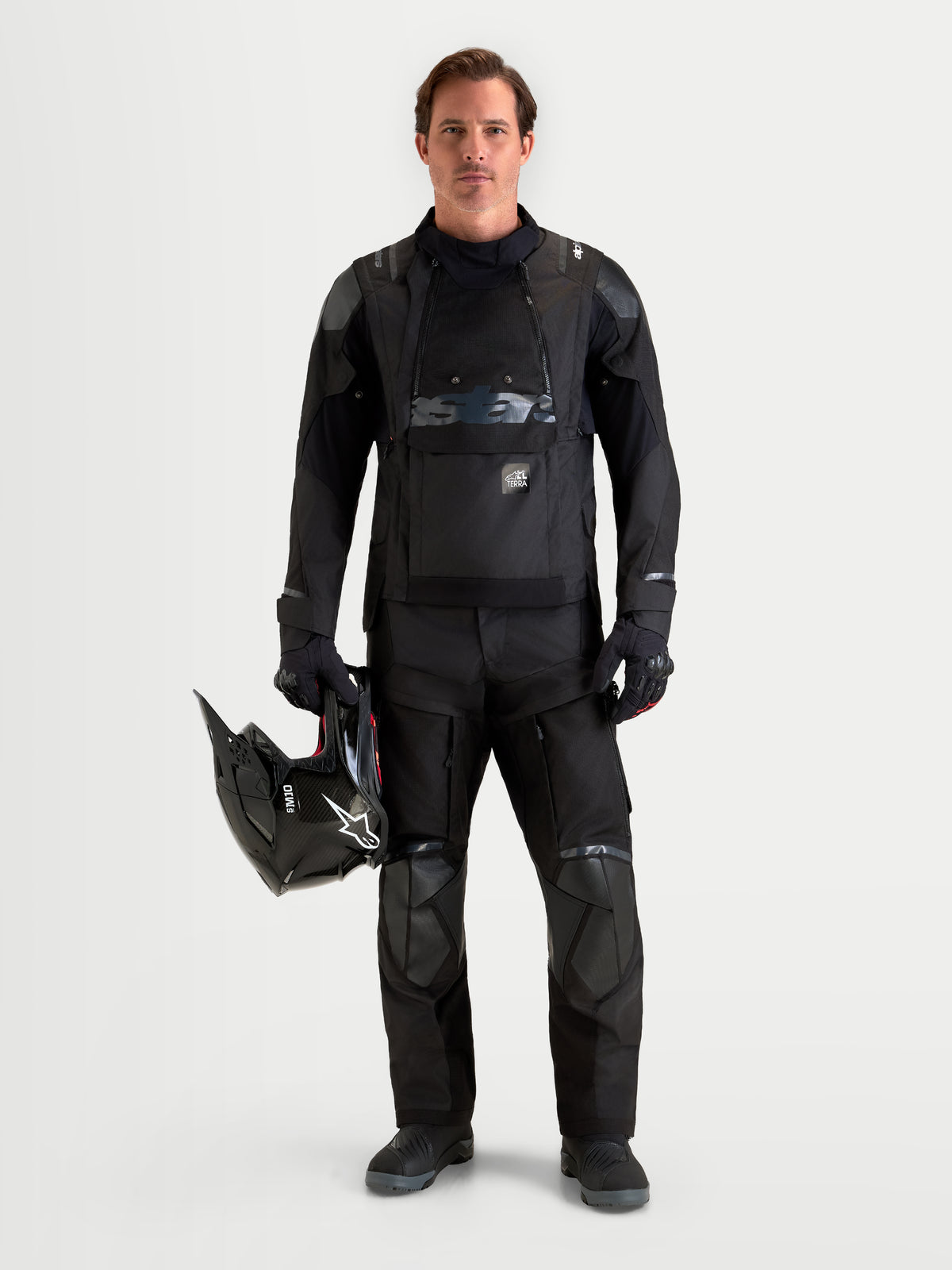 Alpinestars Harok V2 Drystar Pants, Men's Black adventure motorcycle pants, featuring durable ripstop textile construction, CE armor, and waterproof design