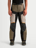 Alpinestars Harok V2 Drystar Pants, men's adventure touring motorcycle pants in aluminum, walnut, and black, front view on a model showing durable textile construction and thigh ventilation zones