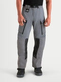 Alpinestars Maxdura Drystar XF Laminated Pants, Men's Adventure Motorcycle Pants in Dark Gray and Black, featuring 3-layer waterproof construction and zippered thigh vents, worn by a model