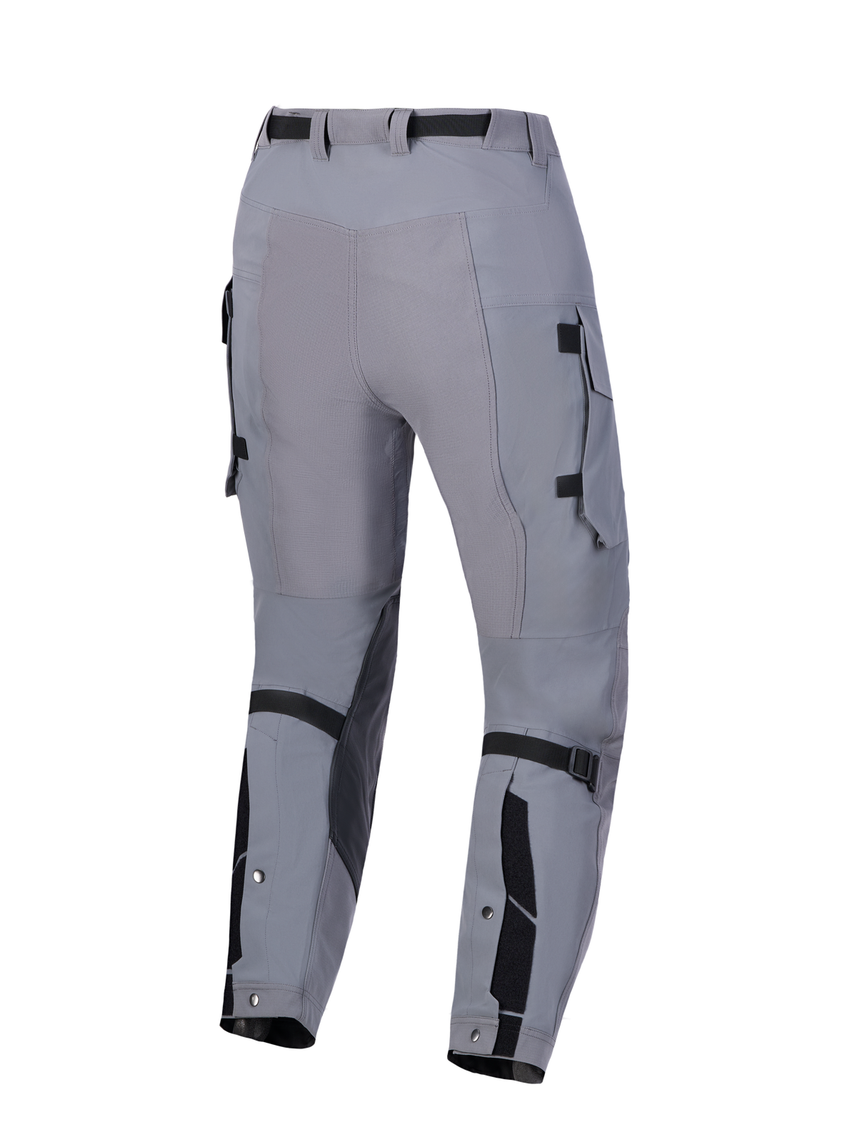 Alpinestars Maxdura Drystar XF Laminated Pants, Adventure Motorcycle Pants, Dark Gray and Black, rear view showing CE AA certification features, stretch mobility panels, and adjustable lower legs