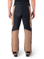 Alpinestars St-1 Waterproof Pants, Motorcycle Touring Pants, Dark Khaki Sand and Black with Red Fluo accents, rear view, featuring a durable textile construction, ergonomic panels for mobility, and adjustable hook and loop ankle closures.