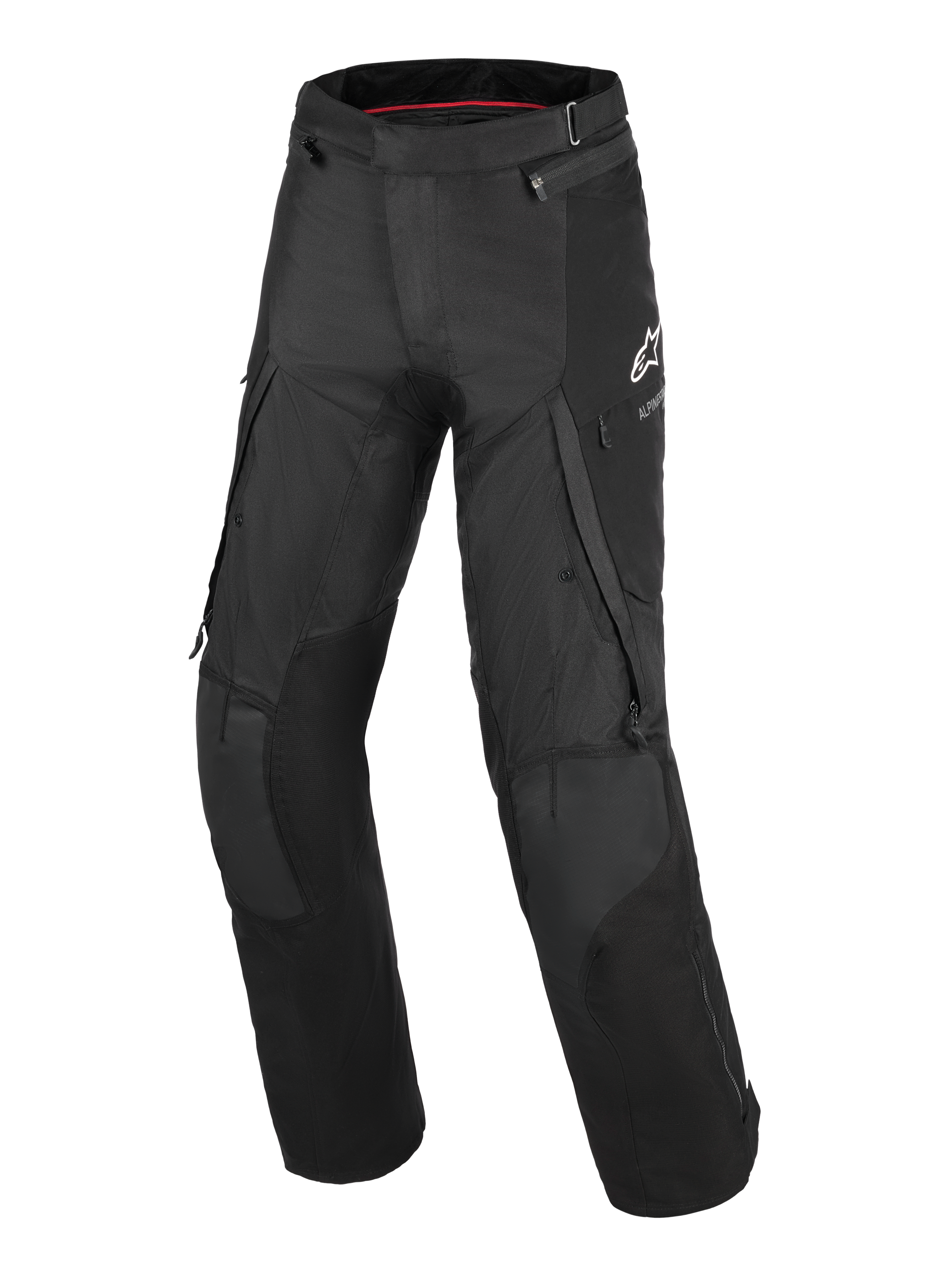 Alpinestars Andes V4 Drystar® Pants - Short, Black, textile adventure motorcycle pants, featuring thigh ventilation zippers, water-resistant cargo pockets, and reinforced knee panels, durable design for all-weather touring and commuting