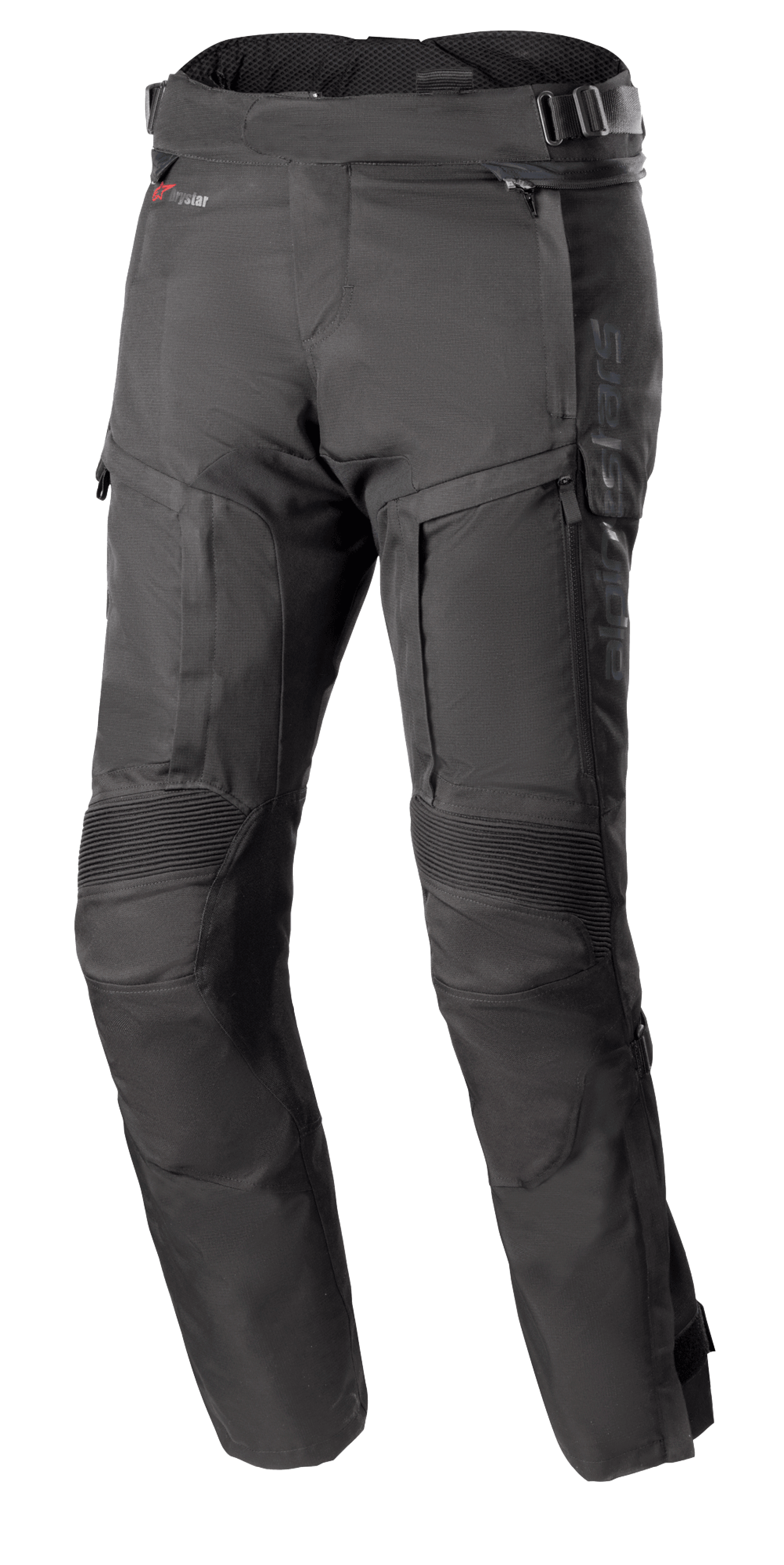 Alpinestars Bogota Pro Drystar 4 Seasons Pants, Black Motorcycle Touring Pants, Regular Fit, Reinforced Knee Areas with Ribbed Protection, Adjustable Waist Straps with Buckles, Drystar Waterproof Technology, Multiple Pockets and Ventilation Zippers