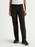 Alpinestars Stella C-1 Waterproof Pants, women's urban contemporary motorcycle riding pants in black, straight-leg textile construction with ergonomic knee area, worn by a model.