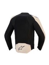 Alpinestars T-SPS Air V2 Jacket, Back View, Black Mastic Aluminum, ventilated textile jacket with mesh construction, light tan panels on shoulders and lower back with star logo, sporty design for warm-weather riding