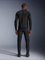 Alpinestars Troop-Air Jacket in Black Black, rear view showing technical mesh back panel and ventilated construction, paired with matching black motorcycle pants and boots