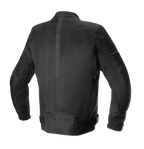 Alpinestars T-SP X Superair Jacket, Motorcycle Jacket, Black Black, Rear view showing technical mesh panels, vertical center stripe, and tonal Alpinestars logo on the lower back, tailored sport fit design