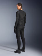 Alpinestars Woman Stella Troop-Air Jacket, Black, back view, worn with matching black motorcycle pants, gloves, and boots, slim-fit technical mesh construction for urban riding