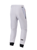 Alpinestars Aeroshell Airflow Pants, Back View, Mid Gray, technical softshell motorcycle pants, featuring black mesh hip panels and elastic cuffs, black ASTARS logo on the lower leg, lightweight and ventilated sport design