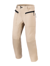 Alpinestars Flex-AST Canvas Pants, Brown, urban motorcycle pants with heritage workwear styling, featuring black zippered pockets, ergonomic knee panels, and a monolayer stretch polycotton construction.