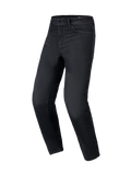 Alpinestars Flex-AST 5 Denim Pants, Motorcycle Riding Jeans, Black Washed, regular tapered fit, five-pocket design with belt loops, stretch denim fabric, urban protective motorcycle gear