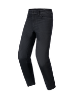 Alpinestars Flex-AST 5 Denim Pants, Motorcycle Riding Jeans, Black Washed, regular tapered fit, five-pocket design with belt loops, stretch denim fabric, urban protective motorcycle gear