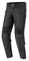 Alpinestars T SP-5 Rideknit Pants, Black Textile Motorcycle Riding Pants, featuring ribbed stretch panels at the knees, adjustable waist straps, durable knit sections for flexibility, and a slim tapered fit for sport performance.